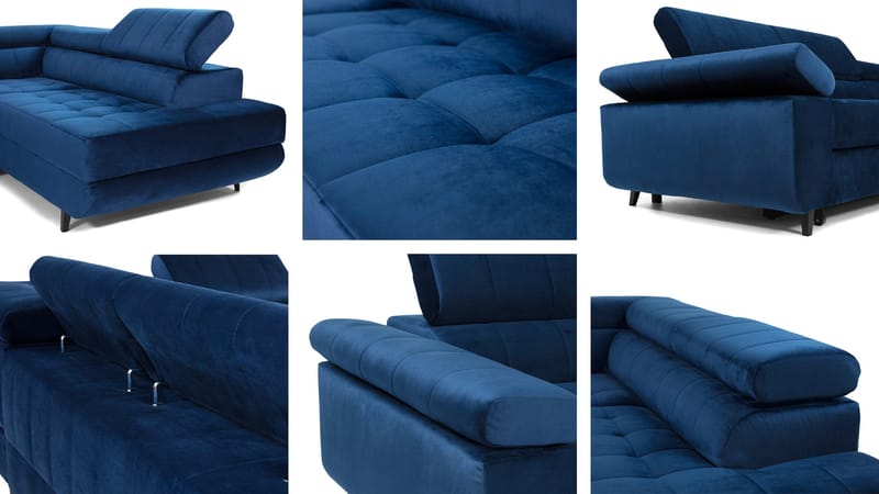 Amshyttan Bäddsoffa med Schäslong 4-sits - Blå - Möbler - Soffa - Bäddsoffa