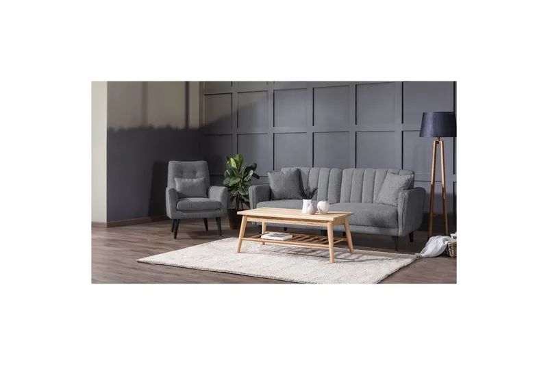 Arianda 2-sits Soffgrupp Bäddbar Rektangulär i Tyg - Grå - Möbler - Soffa - Soffgrupp