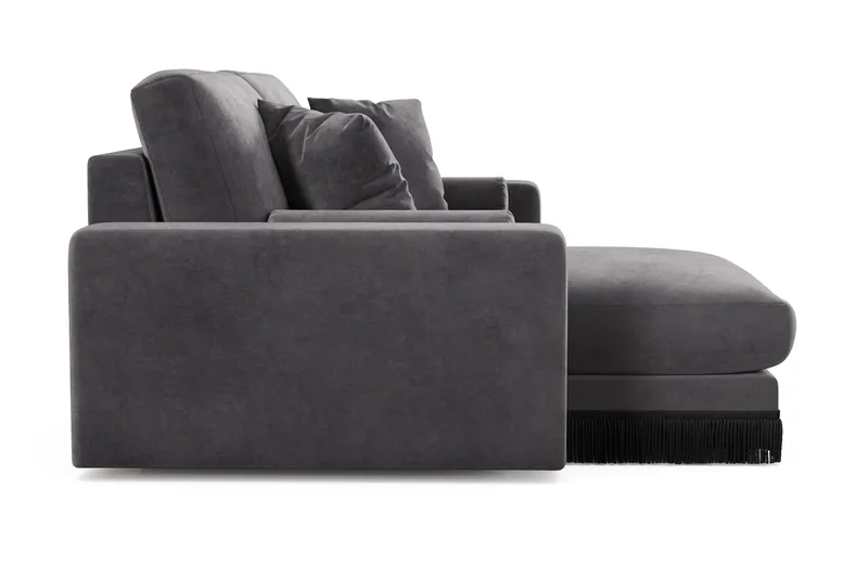 Arken Lyx 3-sits Vändbar L-formad Djup Divansoffa i Sammet - Mörkgrå - Möbler - Soffa - Divansoffor & schäslongsoffa
