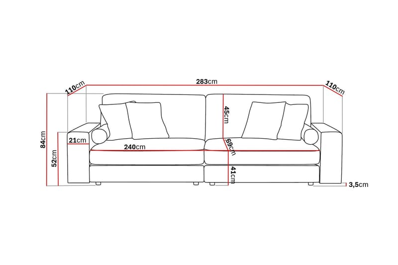 Arken Lyx 4-sits Djup Soffa i Tyg - Brun - Möbler - Soffa - 4 sits soffa