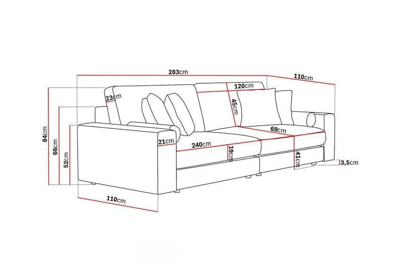 Arken Lyx 4-sits Djup Soffa i Tyg - Brun - Möbler - Soffa - 4 sits soffa