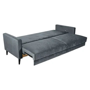 Bäddsoffa Anna med förvaringslåda sammet - grå - Möbler - Soffa - Bäddsoffa