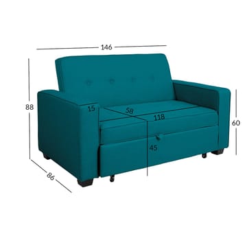 Bäddsoffa Feya - oceanblå - Möbler - Soffa - Bäddsoffa