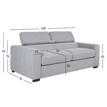 Bäddsoffa Kingston 3-sits 198x96x76/94 cm - grå - Möbler - Soffa - Bäddsoffa