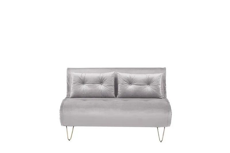 Soffa 2-sits sammet grå VESTFOLD - Grå - Möbler - Soffa - Bäddsoffa - Bäddsoffa 2 sits