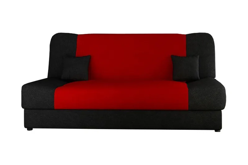 Jonas Bäddsoffa 195x87x86 cm, Röd/svart