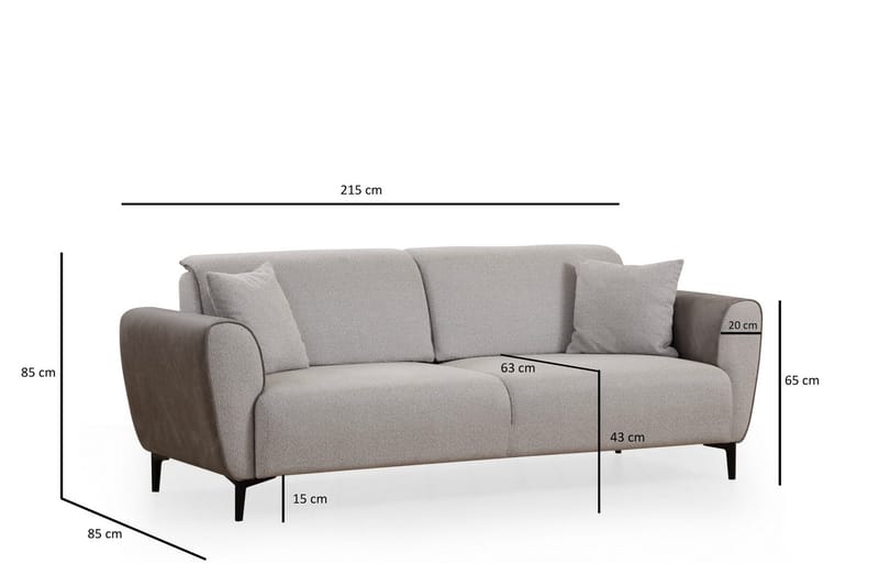 Rebelo 3-sits Bäddsoffa - Grå - Möbler - Soffa - Bäddsoffa - Bäddsoffa 3 sits