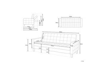 Vehkoo Bäddsoffa 200 cm - Grå - Möbler - Soffa - Bäddsoffa - Bäddsoffa 3 sits