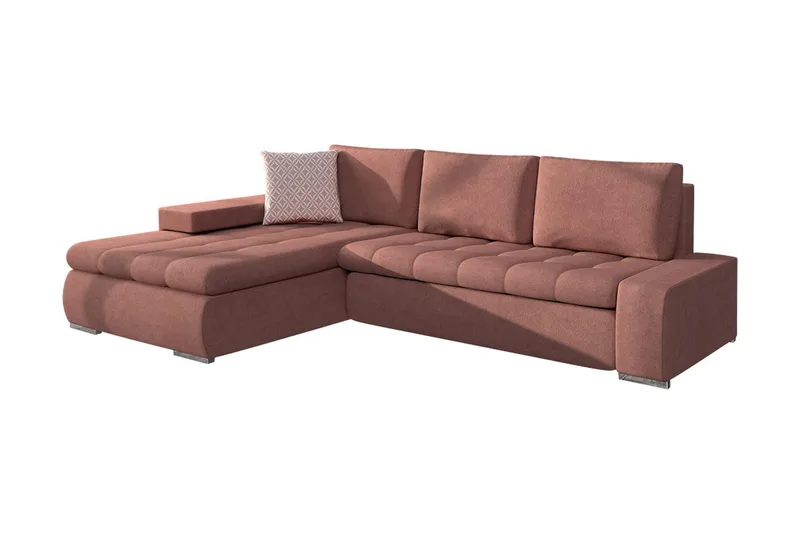 3-sits Hörnbäddsoffa Cerys Mini, Läder/Rosa
