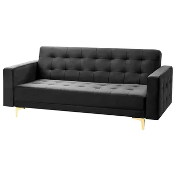 3-sits soffa Aberdeen - Svart, guld/Sammet - Möbler - Soffa - Bäddsoffa