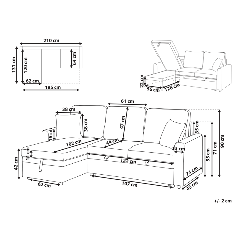 3-sits soffa Nassjo Högervänd - Ljusbrun - Möbler - Soffa - Bäddsoffa
