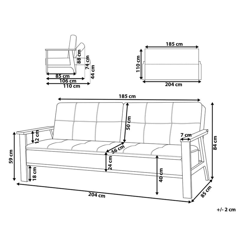 3-sits soffa Tjorn - Grå, ljust trä - Möbler - Soffa - Bäddsoffa