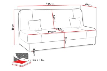 Abron Bäddsoffa 3-sits - Blå - Möbler - Soffa - Bäddsoffa