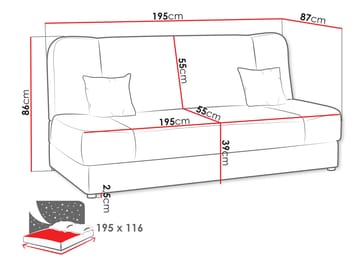 Abron Bäddsoffa 3-sits - Grå - Möbler - Soffa - Bäddsoffa
