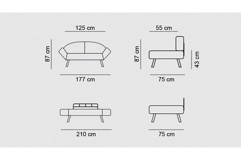 Albertina Bäddsoffa 2-sits - Blågrön - Möbler - Soffa - Bäddsoffa