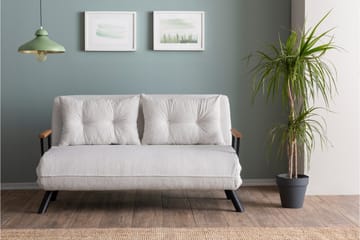 Alfredton 2-sits Bäddbar Fällbar Bäddsoffa i Boucle med Metallben - Vit - Möbler - Soffa - Bäddsoffa