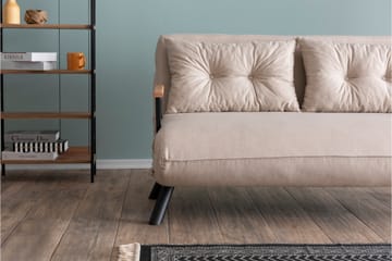Alfredton 2-sits Bäddbar Fällbar Bäddsoffa i Tyg med Metallben - Ljusbeige - Möbler - Soffa - Bäddsoffa