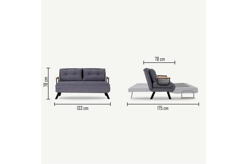 Alfredton 2-sits Bäddbar Fällbar Bäddsoffa i Tyg med Metallben - Ljusbeige - Möbler - Soffa - Bäddsoffa