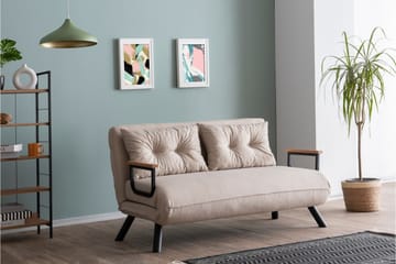 Alfredton 2-sits Bäddbar Fällbar Bäddsoffa i Tyg med Metallben - Ljusbeige - Möbler - Soffa - Bäddsoffa