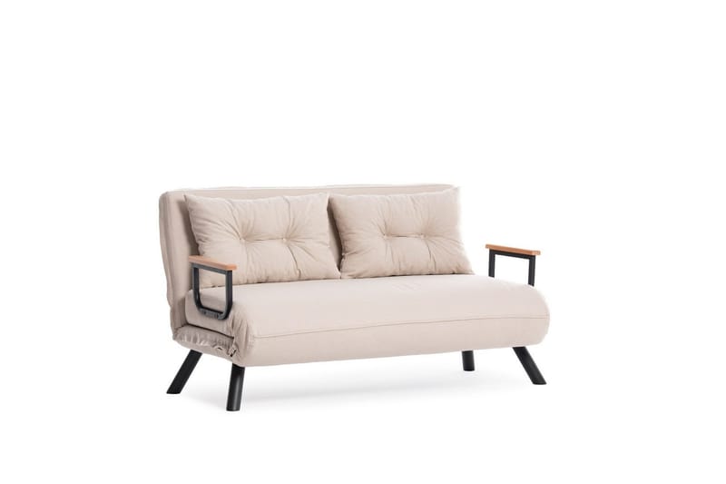 Alfredton 2-sits Bäddbar Fällbar Bäddsoffa i Tyg med Metallben - Ljusbeige - Möbler - Soffa - Bäddsoffa