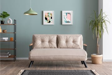 Alfredton 2-sits Bäddbar Fällbar Bäddsoffa i Tyg med Metallben - Ljusbeige - Möbler - Soffa - Bäddsoffa