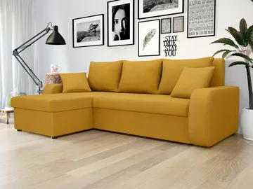 Alvared 3-sits Bäddsoffa divan vänster med förvaring - gul - Möbler - Soffa - Bäddsoffa