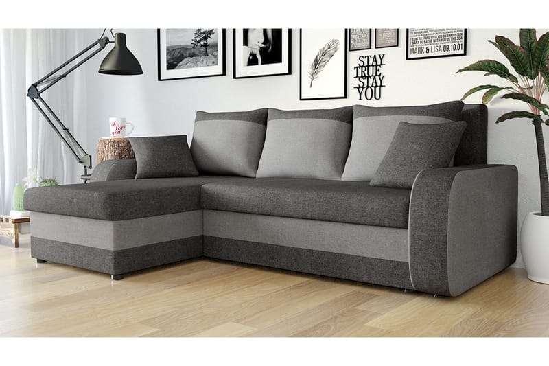 Alvared 3-sits Hörnbäddsoffa Universal - Grå - Möbler - Soffa - Bäddsoffa