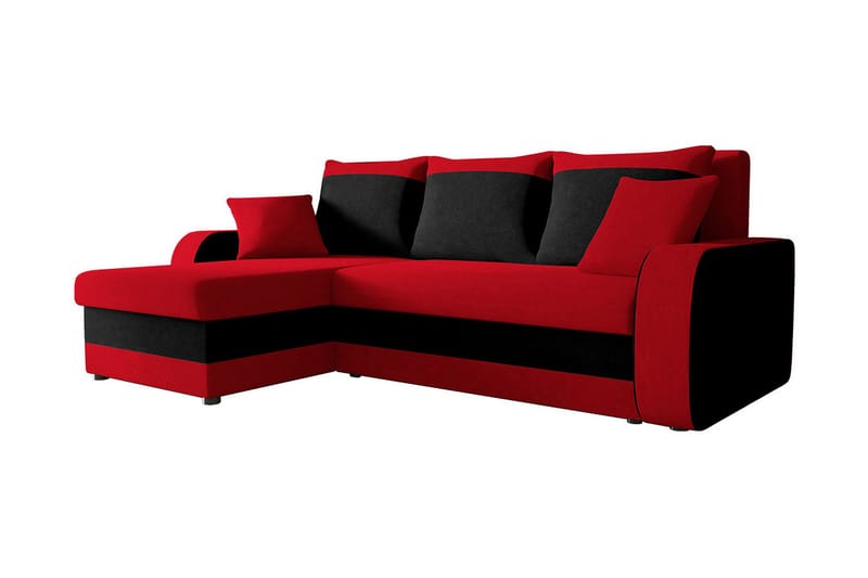 Alvared 3-sits Hörnbäddsoffa Universal, Röd/Grå