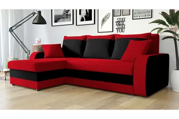 Alvared 3-sits Hörnbäddsoffa Universal - Röd/Grå - Möbler - Soffa - Bäddsoffa