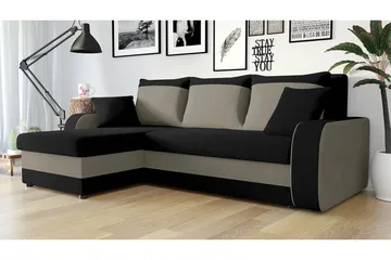 Alvared 3-sits Hörnbäddsoffa Universal - Svart/Grå - Möbler - Soffa - Bäddsoffa