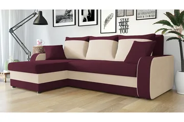 Alvared 3-sits Hörnbäddsoffa Universal - Vit/Röd - Möbler - Soffa - Bäddsoffa