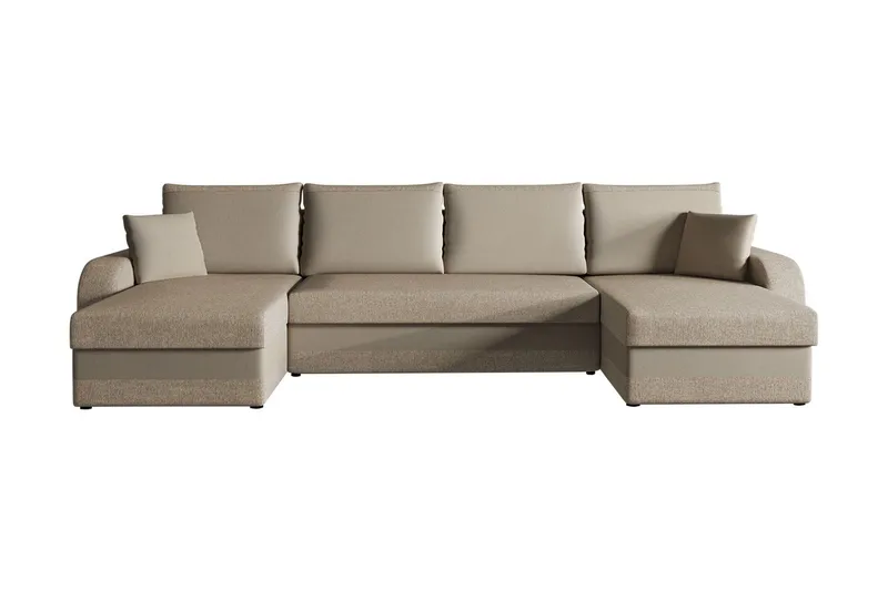 Alvared 4-sits Bäddsoffa med Dubbeldivan med Förvaring - Sammet/Beige - Möbler - Soffa - Bäddsoffa