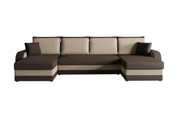 Alvared 4-sits Bäddsoffa med Dubbeldivan med Förvaring - Sammet/Brun/Beige - Möbler - Soffa - Bäddsoffa