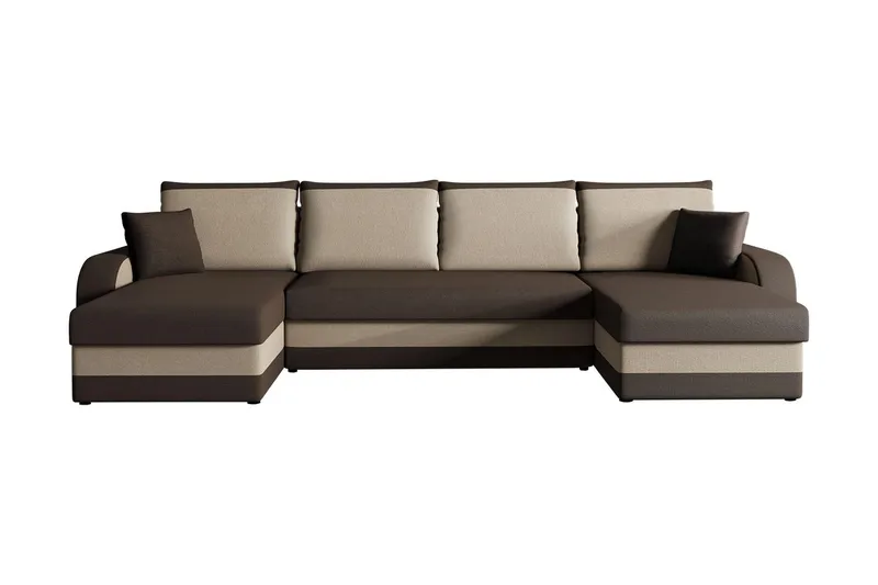 Alvared 4-sits Bäddsoffa med Dubbeldivan med Förvaring - Sammet/Brun/Beige - Möbler - Soffa - Bäddsoffa