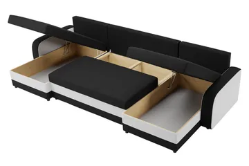 Alvared 4-sits Bäddsoffa med Dubbeldivan med Förvaring - Svart/Röd - Möbler - Soffa - Bäddsoffa