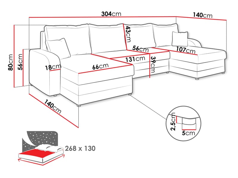 Alvared U-formad 5-sits Bäddsoffa med förvaring - Ljusbeige - Möbler - Soffa - Bäddsoffa
