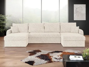 Alvared U-formad 5-sits Bäddsoffa med förvaring - Ljusbeige - Möbler - Soffa - Bäddsoffa