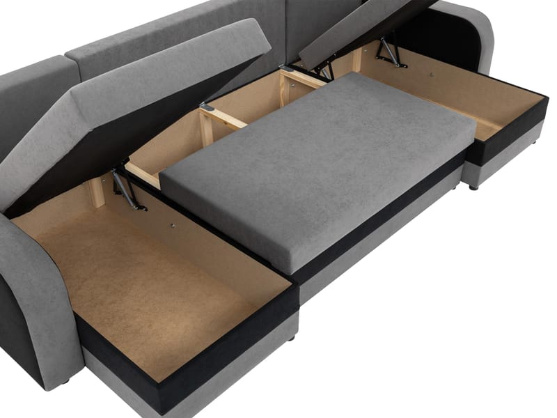 Alvared U-formad 5-sits Bäddsoffa med förvaring - Mörkbrun - Möbler - Soffa - Bäddsoffa