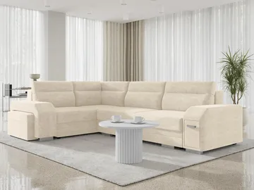Alvares 4-sits Hörnbäddsoffa med förvaring - Beige - Möbler - Soffa - Bäddsoffa