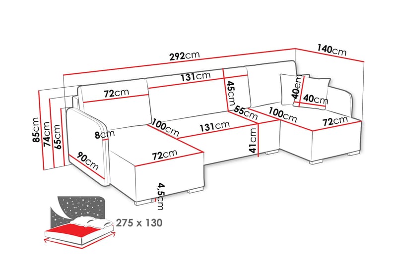 Amelus Bäddsoffa Dubbeldivan 4-sits - Brun - Möbler - Soffa - Bäddsoffa