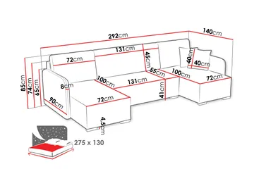 Amelus Bäddsoffa Dubbeldivan 4-sits - Gul - Möbler - Soffa - Bäddsoffa
