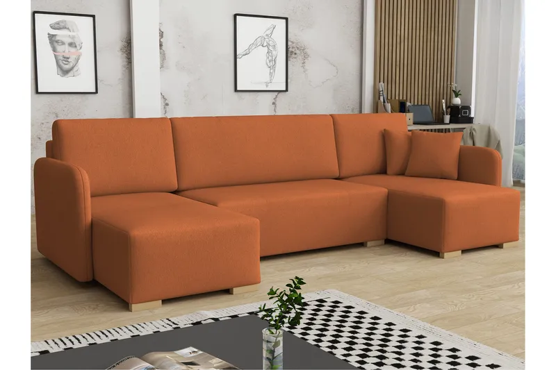 Amelus Bäddsoffa Dubbeldivan 4-sits - Orange - Möbler - Soffa - Bäddsoffa