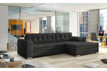 Amerikana Hörnbäddsoffa med Divan - Svart - Möbler - Soffa - Bäddsoffa