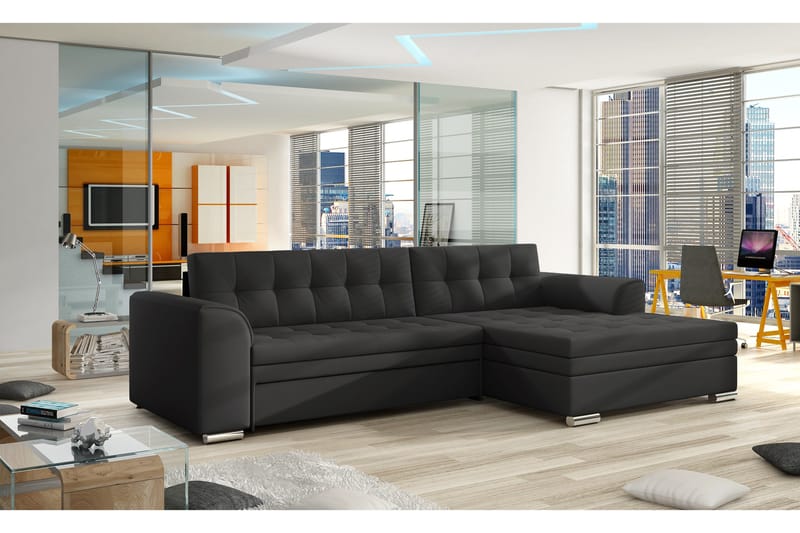 Amerikana Hörnbäddsoffa med Divan - Svart - Möbler - Soffa - Bäddsoffa