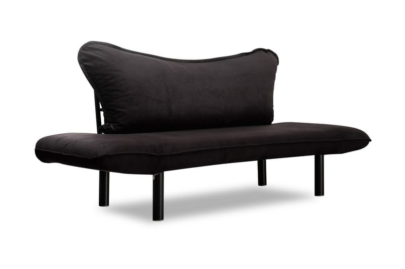 Annabelle 2-sits Längsbäddad Fällbar Bäddsoffa 66x182 cm i Sammet - Svart - Möbler - Soffa - Bäddsoffa