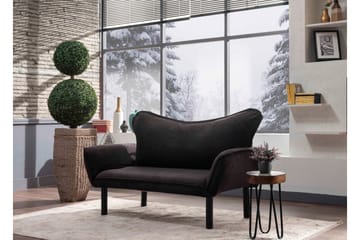 Annabelle 2-sits Längsbäddad Fällbar Bäddsoffa 66x182 cm i Sammet - Svart - Möbler - Soffa - Bäddsoffa