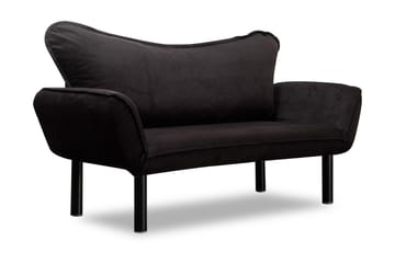 Annabelle 2-sits Längsbäddad Fällbar Bäddsoffa 66x182 cm i Sammet - Svart - Möbler - Soffa - Bäddsoffa