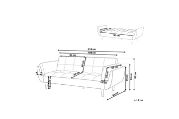 Asaby 3-sits Rektangulär Längsbäddad Bäddsoffa 107x185 cm i Sammet - Blå - Möbler - Soffa - Bäddsoffa