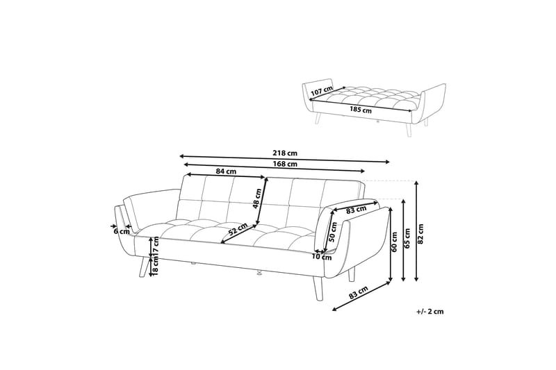Asaby 3-sits Rektangulär Längsbäddad Bäddsoffa 107x185 cm i Sammet - Blå - Möbler - Soffa - Bäddsoffa