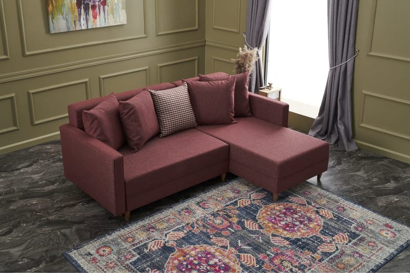 Aydama Bäddsoffa m. Divan 4-sits 192x135 - Röd - Möbler - Soffa - Bäddsoffa